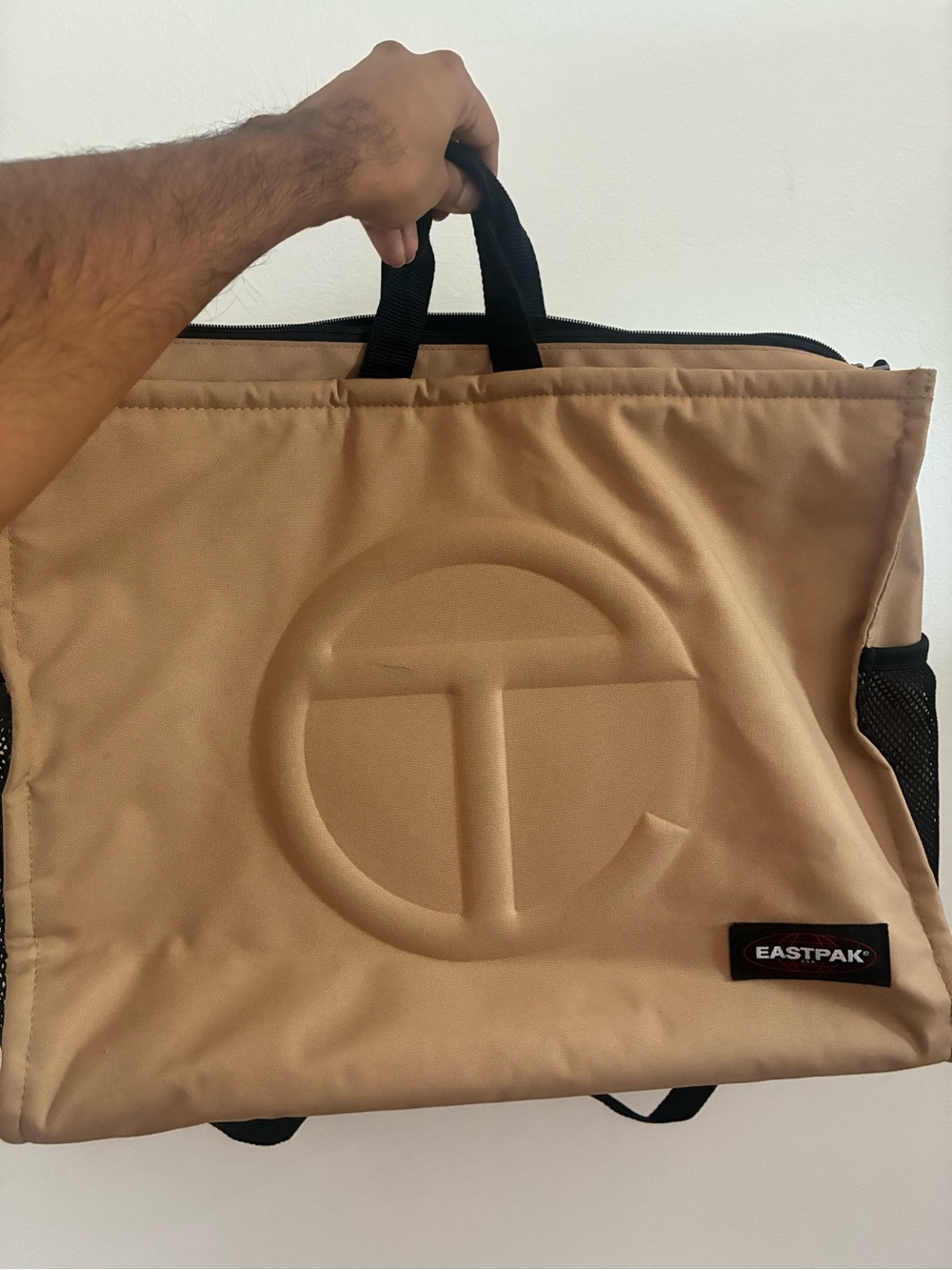 Telfar x Eastpak Tan Laptop Tote with Black Handles